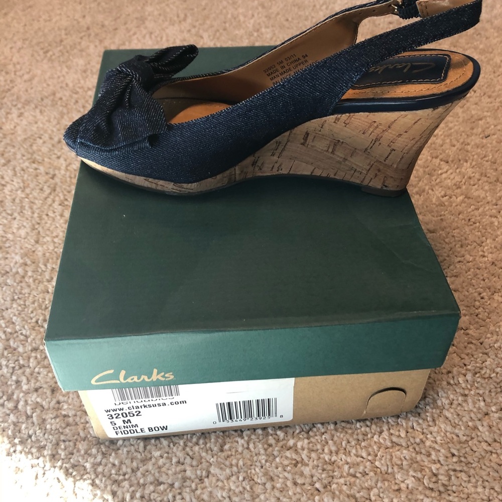 Brand new Clarks denim wedge sandal